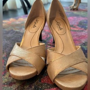 Glamorous Gold Open Toe Heels